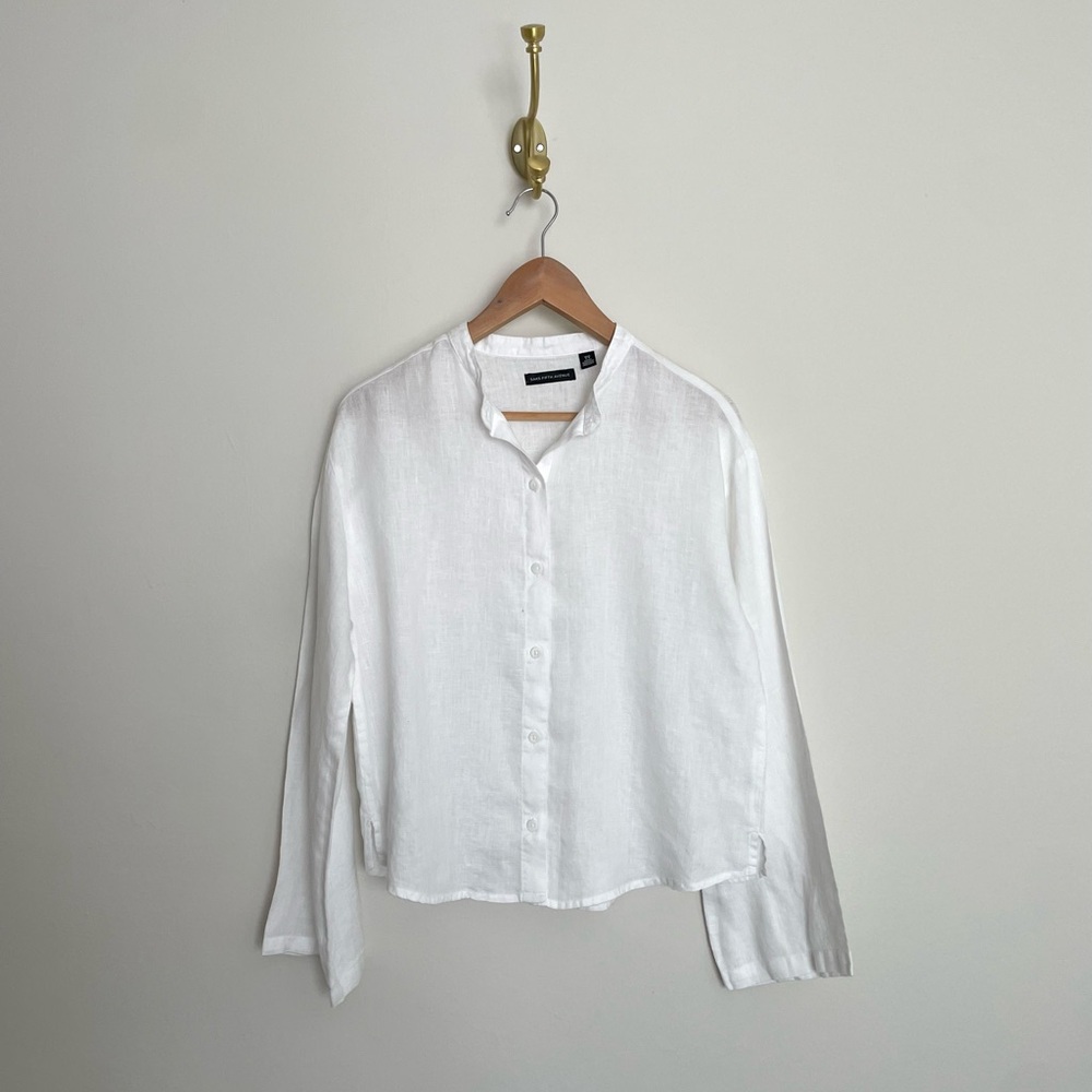 Saks Fifth Avenue 100% linen white blouse